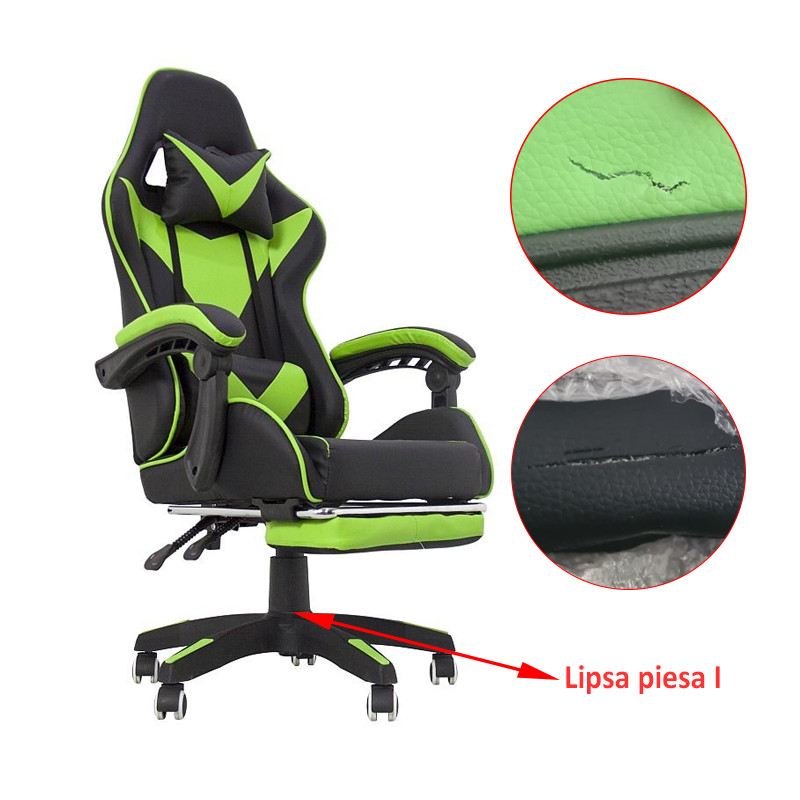 Scaun ergonomic gaming, spatar rabatabil, suport lombar, suport retractabil picioare, tetiera, inaltime 122-130 cm, RESIGILAT - imagine 11